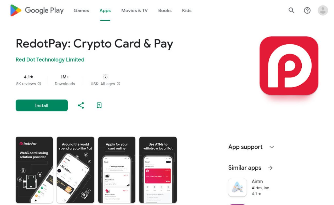 طلب بطاقة فيزا Redotpay